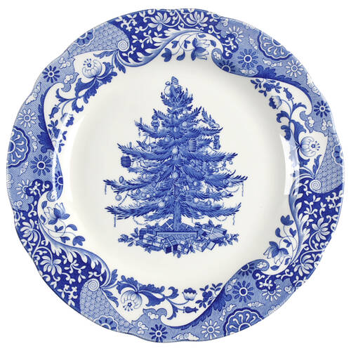 Blue Italian Christmas Dinner Plate