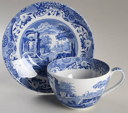 Blue Italian Jumbo Cup & Saucer Set