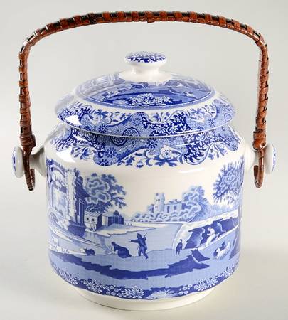 Blue Italian 200th Anniversary Biscuit Barrel & Lid by Spode