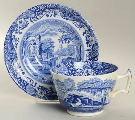 Blue Italian Oversized Cup & Saucer Set