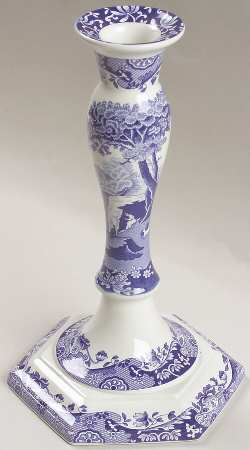 Blue Italian 9" Tall Candlestick by Spode