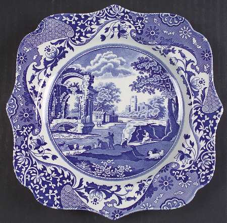Blue Italian Square Accent Luncheon Plate