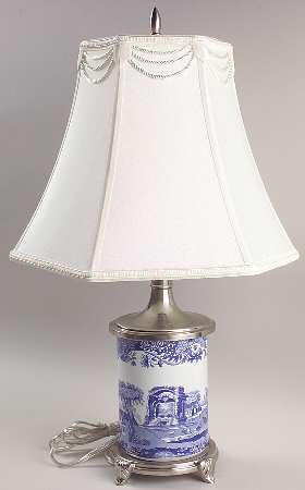 Blue Italian Electric Canister Lamp & Shade