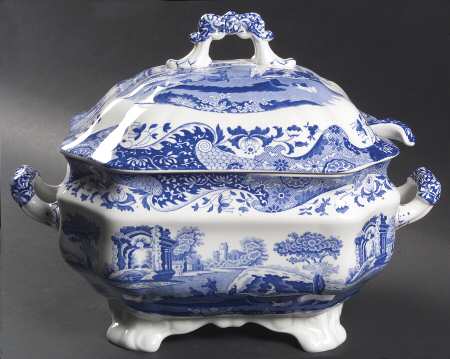 Blue Italian Tureen & Lid w/Ladle