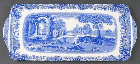 Blue Italian 15" Handled Melamine Sandwich Tray