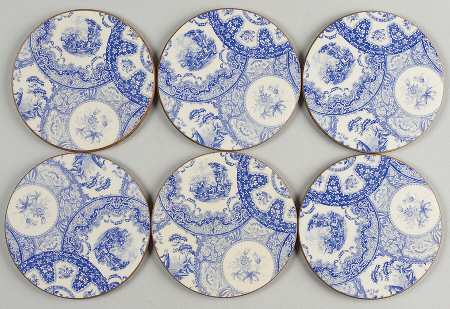 Blue Room Collection 6 Piece Set Round Corkback Coaster