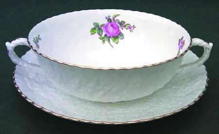 Bridal Rose (Gold Trim) Flat Cream Soup Bowl & Saucer Set