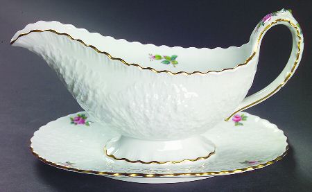 Bridal Rose (Gold Trim) Gravy Boat with Attached Underplate