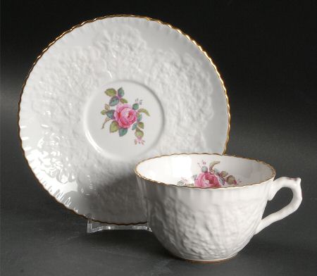 Bridal Rose (Gold Trim) Flat Cup & Saucer Set