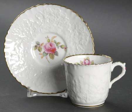 Bridal Rose (Gold Trim) Flat Demitasse Cup & Saucer Set