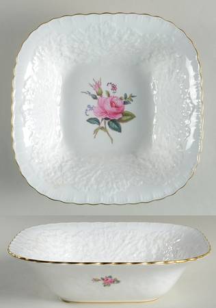 Bridal Rose (Gold Trim) 9" Square Vegetable Bowl
