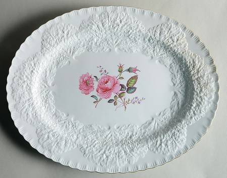 Bridal Rose (Gold Trim) 17" Oval Serving Platter