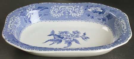 Camilla Blue (Earthenware, Scalloped) 9" Oval Vegetable Bowl