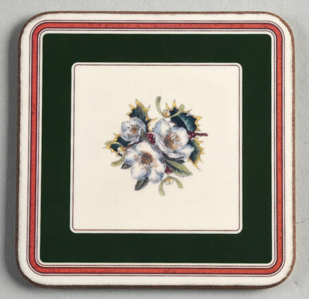 Christmas Rose Cork Back Square Coaster