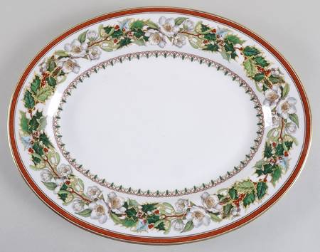 Christmas Rose 15" Oval Serving Platter
