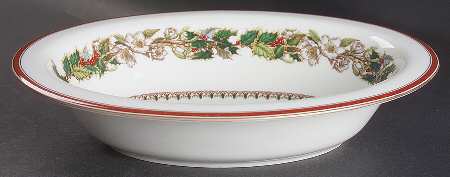 Christmas Rose 10" Oval Vegetable Bowl