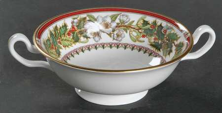 Christmas Rose Footed Cream Soup Bowl