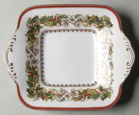 Christmas Rose Square Handled Cake Plate by Spode