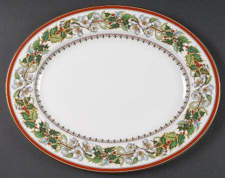 Christmas Rose 15" Oval Serving Platter