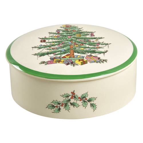 Christmas Tree 5" Round Box & Lid