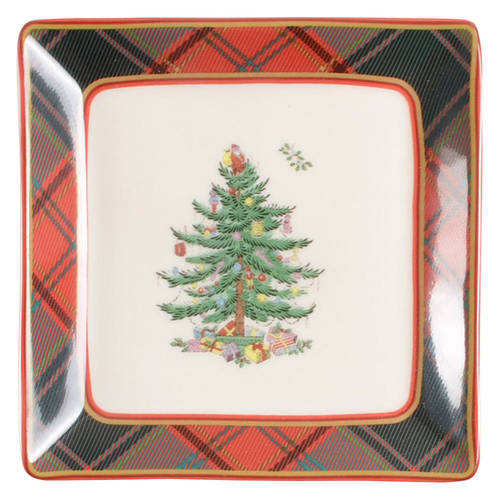 Christmas Tree Square Tidbit Plate