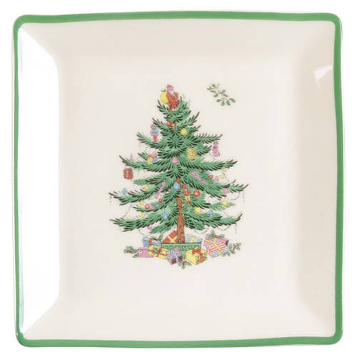 Christmas Tree Square Tidbit Plate