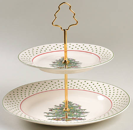 Christmas Tree 2 Tiered Serving Tray