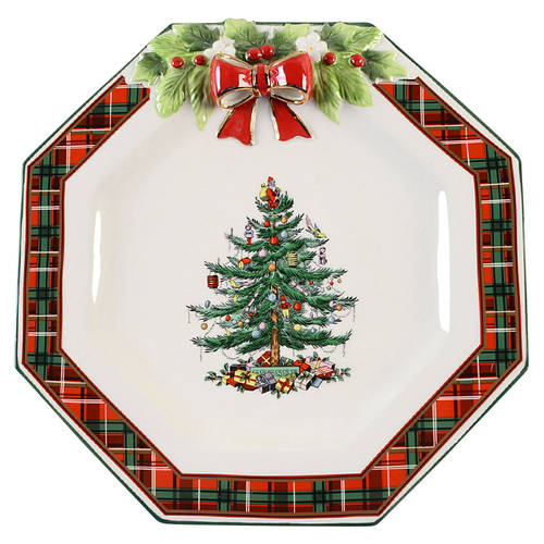 Christmas Tree 11" Octagonal Chop Plate