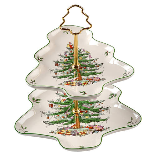 Christmas Tree 2-Tier Serving Tray