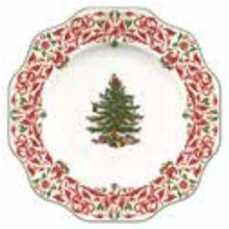 Christmas Tree Scalloped Dresser Plate-Small