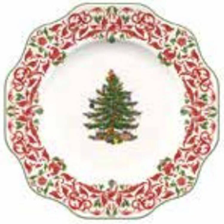 Christmas Tree Scalloped Dresser Plate-Large