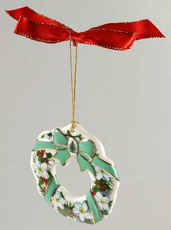 Christmas Tree Ornaments Flowers & Ribbons Wreath - No Box