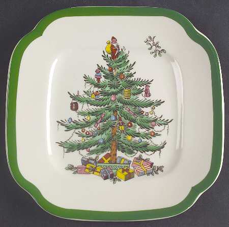 Christmas Tree Square Bread & Butter Plate