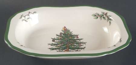Christmas Tree 9" Oval Vegetable Bowl