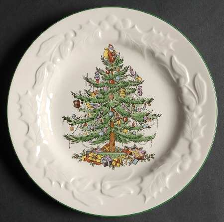 Christmas Tree Embossed Accent Salad Plate