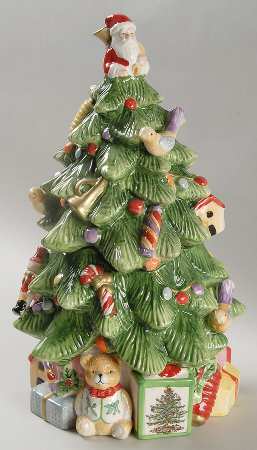 Christmas Tree Figural Cookie Jar & Lid