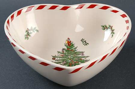 Christmas Tree 8" Heart Shaped Bowl
