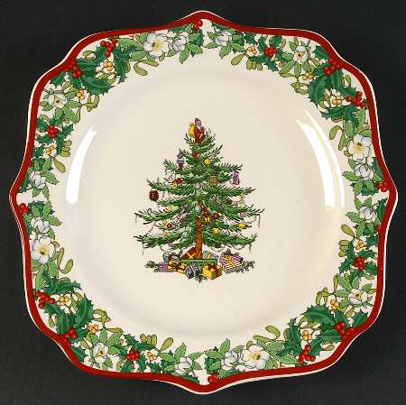 Christmas Tree Square Luncheon Plate