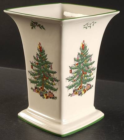 Christmas Tree 8" Square Vase