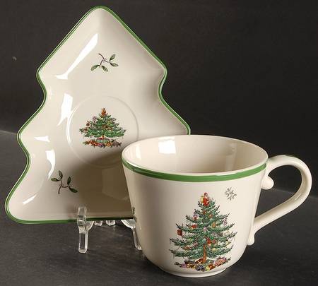 Christmas Tree Jumbo Cup & Saucer Set