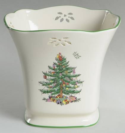 Christmas Tree 7" Pierced Square Planter/Vase