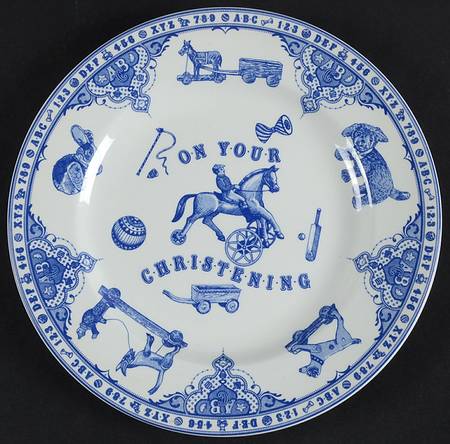 Edwardian Child Collection Blue Christening Plate