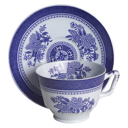Fitzhugh Blue London Shape Footed Cup & Saucer Set