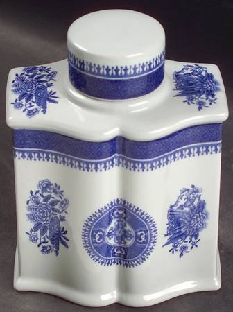 Fitzhugh Blue Tea Caddy & Lid