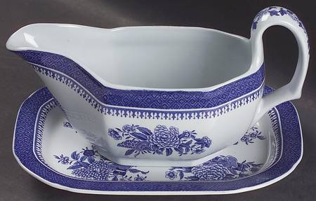 Fitzhugh Blue Gravy Boat & Underplate/Relish