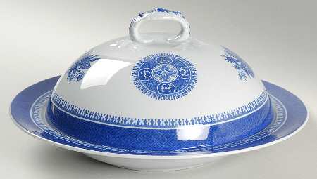 Fitzhugh Blue Muffin Dish & Lid