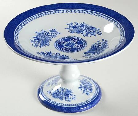 Fitzhugh Blue Round Compote (Height X Width)