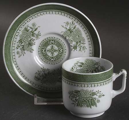 Fitzhugh Green Footed Demitasse Cup & Saucer Set