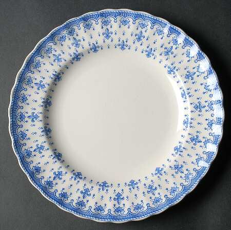 Fleur de Lys Blue (Earthenware, No Trim) Luncheon Plate