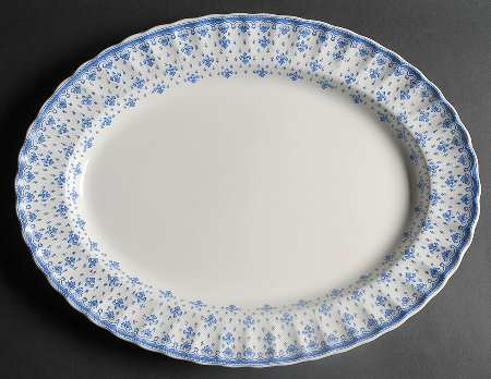 Fleur de Lys Blue (Earthenware, No Trim) 16" Oval Serving Platter
